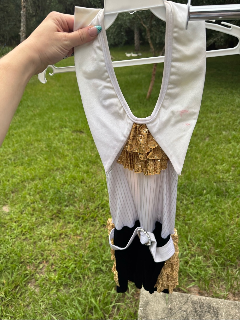 White and Gold Sequin Dance costume
